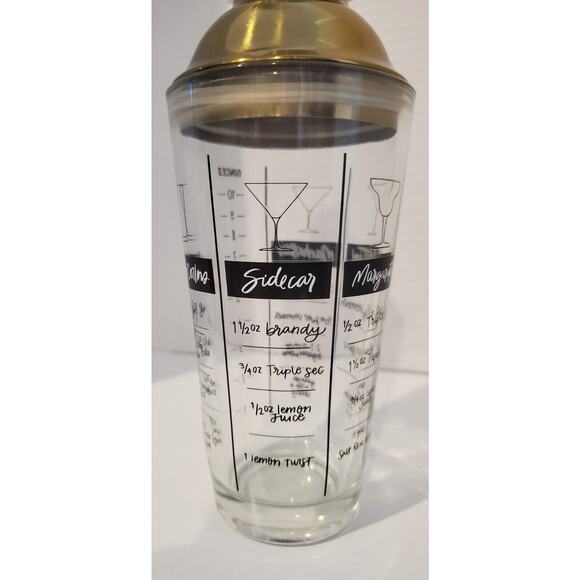 Glass Cocktail Shaker With Printed Recipes And Measurements - Picture 6 of 10